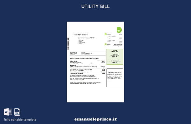 modello word di bolletta elettrica Australia Tru Energy in stile verificato